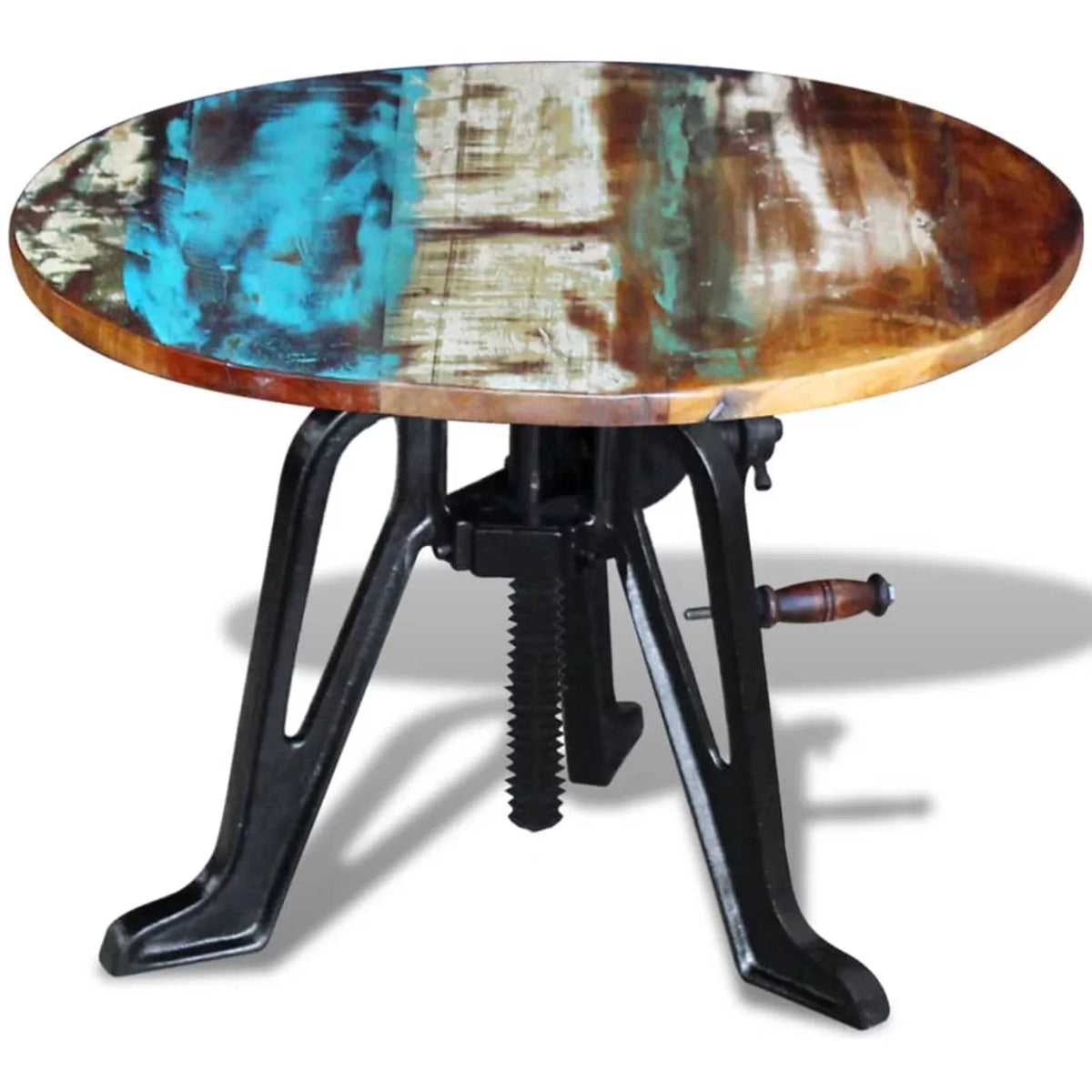 Solid Reclaimed Wood Cast Iron Side Table L64683