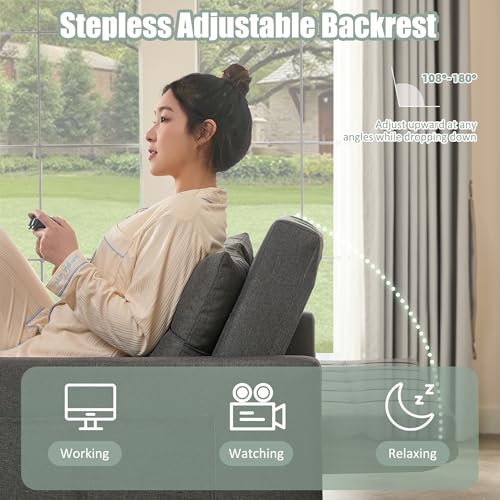 Light Gray Linen Sleeper Sofa with Pull-Out Bed C642322