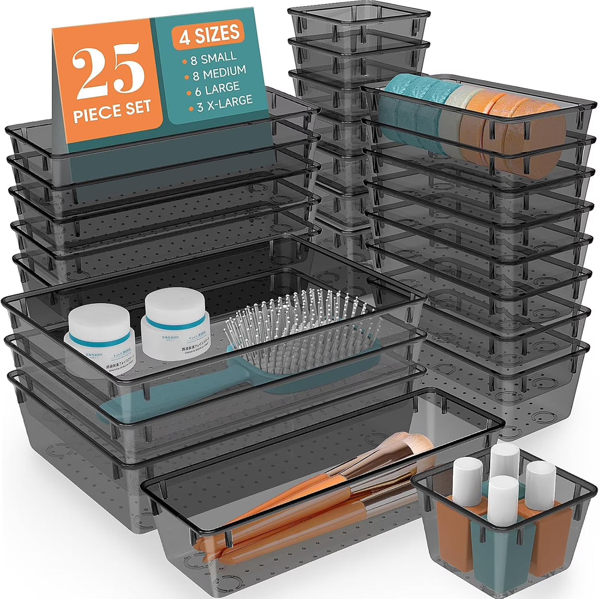 Clear Plastic Drawer Organizer Set Q785