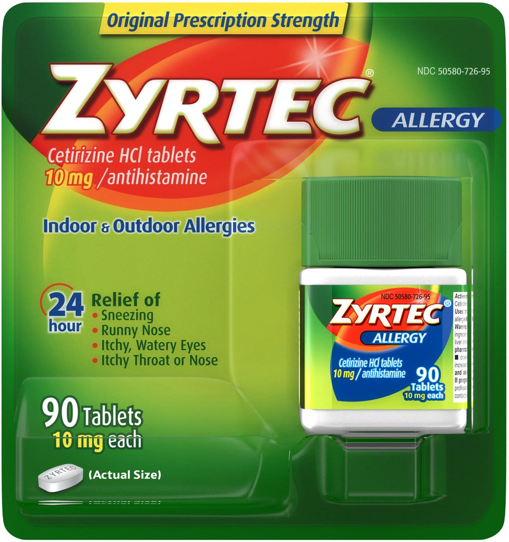 Cetirizine HCI 10 mg Antihistamine 90 Tablets Y189