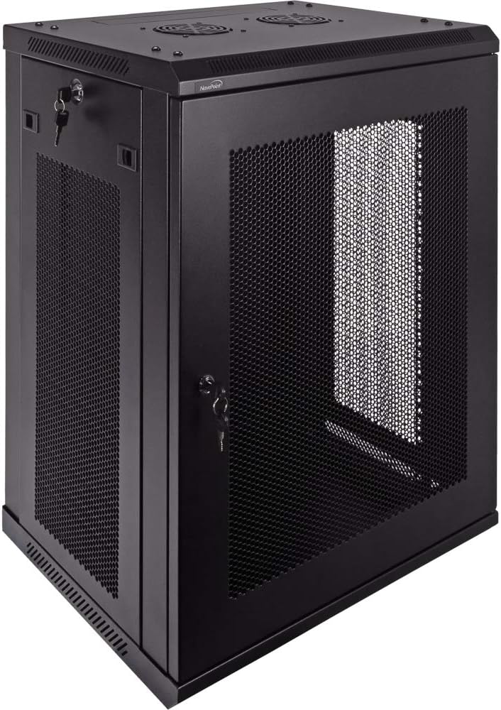 15U Wallmount Cabinet Enclosure 19-Inch Server Network Rack with Locking Perforated Door Black P266