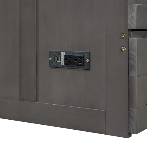 Queen Size Wood Murphy Bed with Charging Station and Storage Drawer G772388