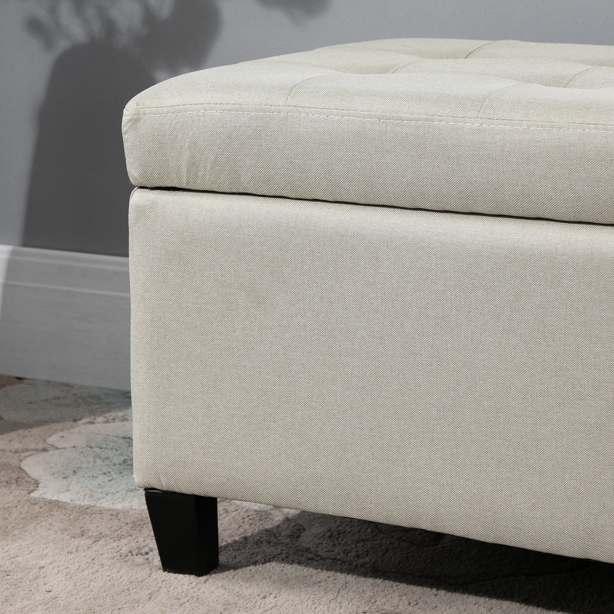 51" Tufted Linen Fabric Storage Bench S963