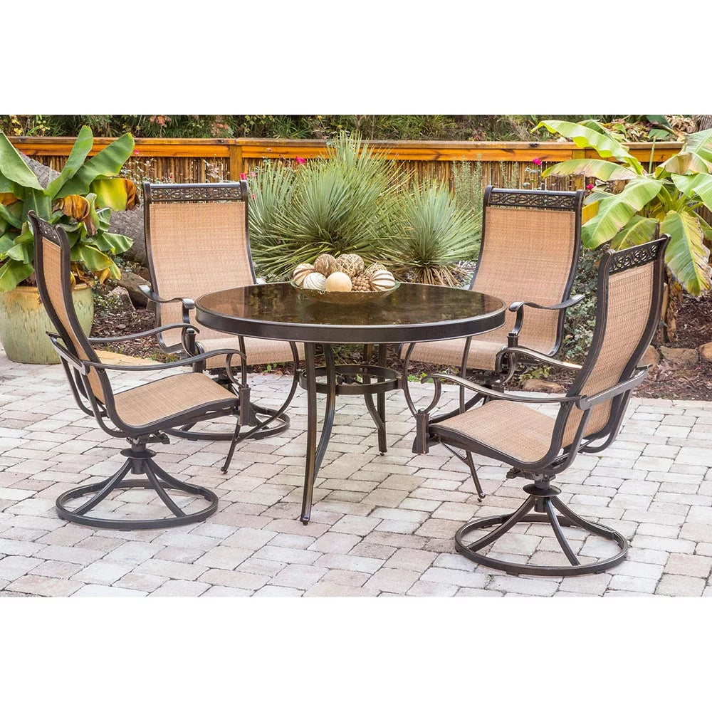 5-Piece Aluminum Outdoor Patio Dining Set with Swivel Rockers and Table K14036