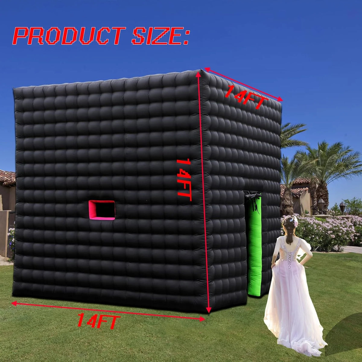 Large Black Inflatable Cube Tent 14x14x14Ft J20945