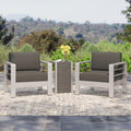 Gray Outdoor Aluminum Club Chairs with Side Table J70044