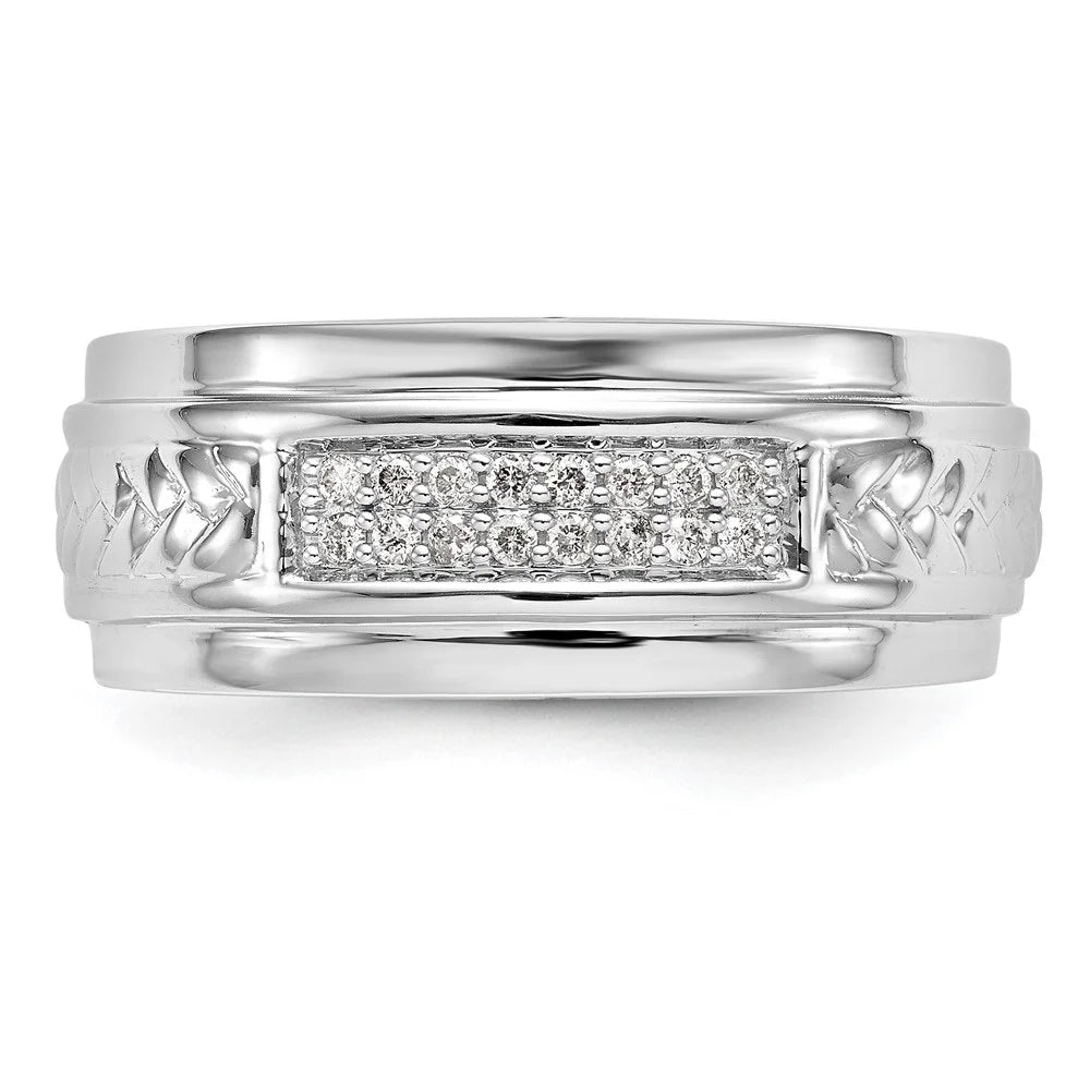 14K White Gold Diamond Trio Wedding Band Size 10 P24717