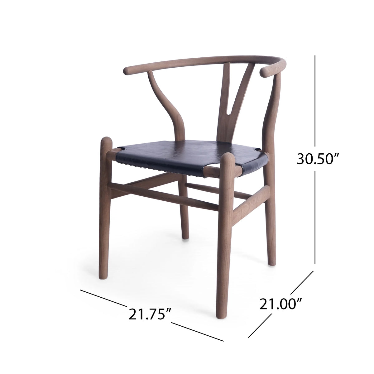 Black Faux Leather and Elm Wood Wishbone Chair S571652