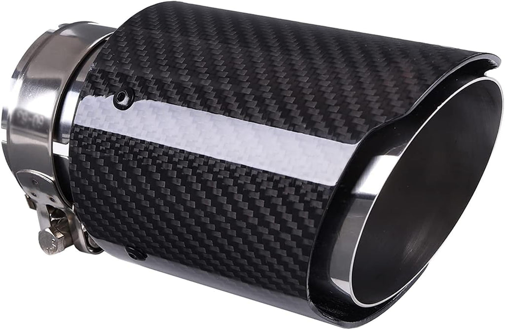 2.5" Inlet 63mm Exhaust Tips Stainless Steel and Glossy Carbon Fiber Car Exhaust Tip, 3.5" Outlet Matt All Black Pack of 2 I5433