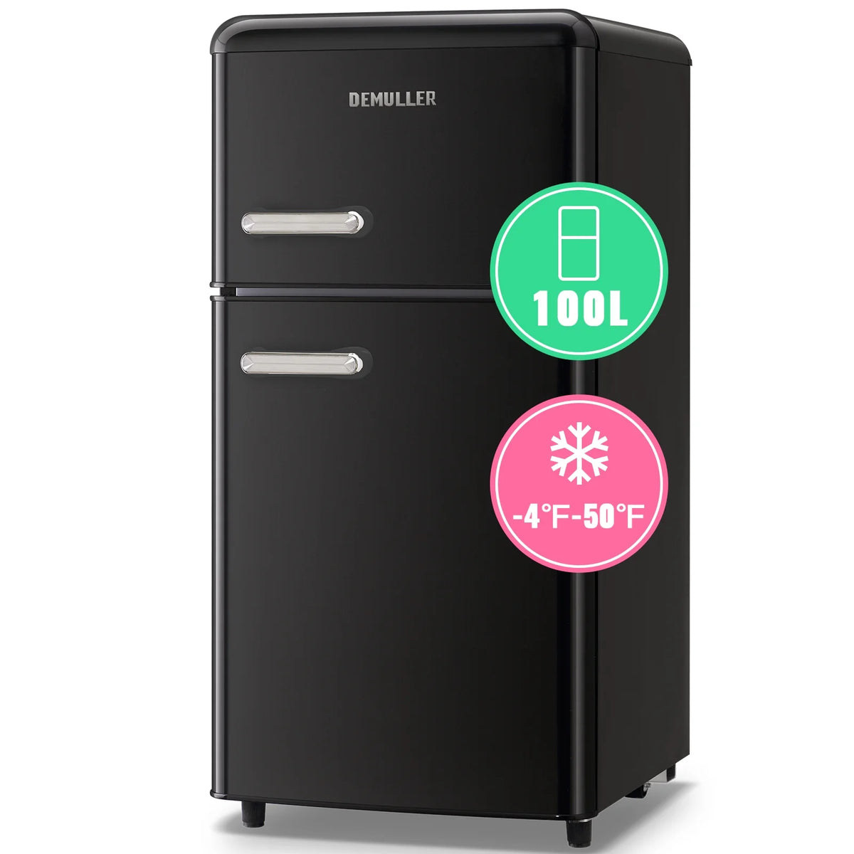 3.5 Cu. ft Black Mini Fridge Double Door Refrigerator F154