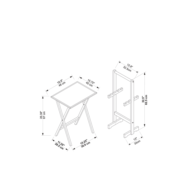 Gray Tray Table Set U530229