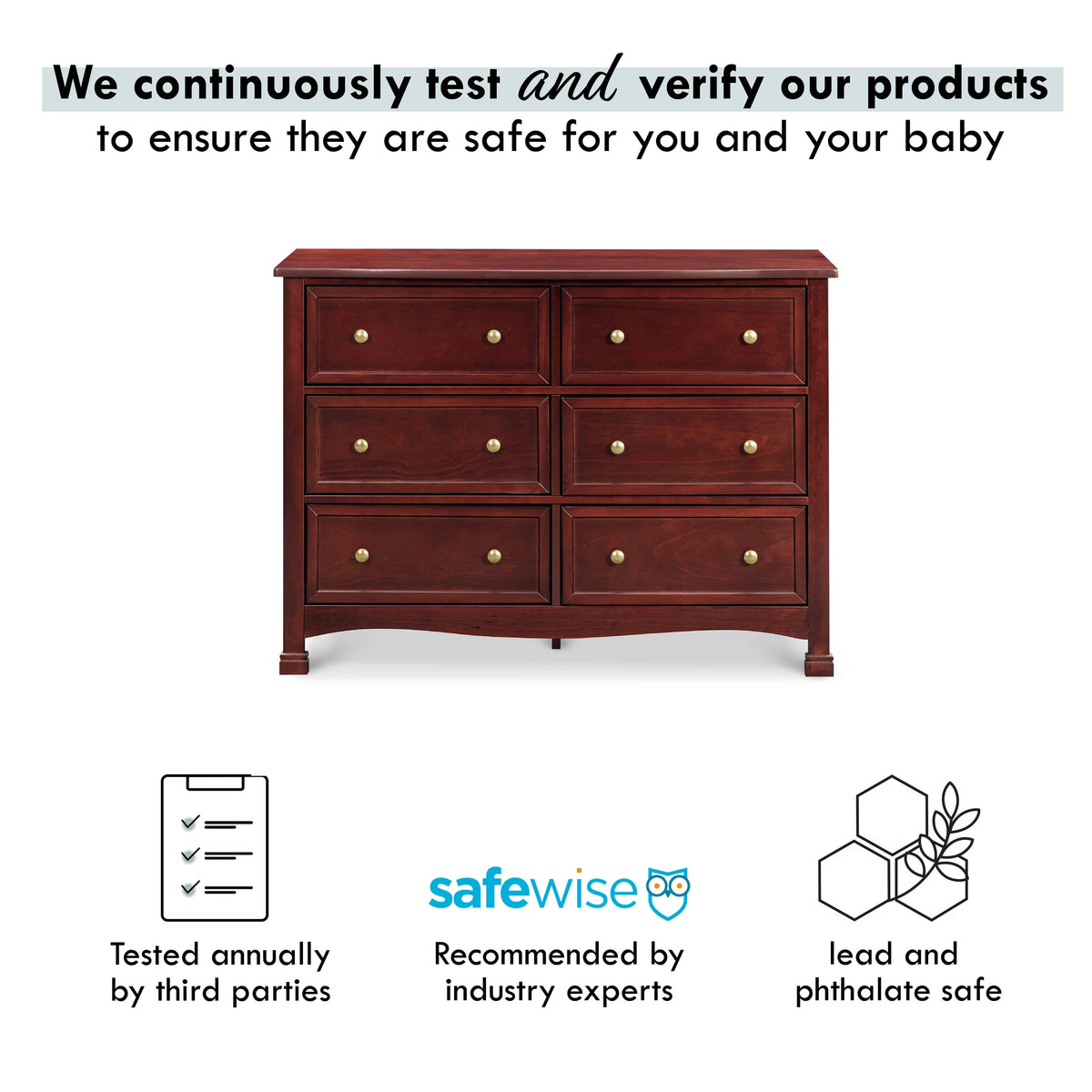 6-Drawer Double Wide Dresser, Rich Cherry D3287