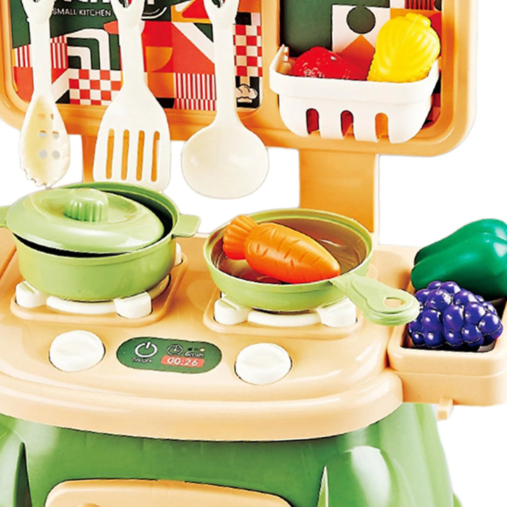 30Pcs Kitchen Playset Toy Pretend Food and Cooking Playset Educational Learning Skill Toy Pretend Chef Cookware for Dollhouse green M89510