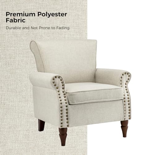 Accent Chairs Set of 2 with Wood Legs & Removable Cushion, RED T416461