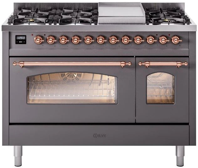 48 Dual Fuel Propane Gas Range Matte Graphite Copper Trim D10919