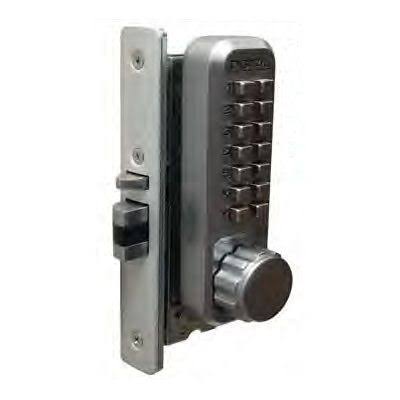 Mechanical Keyless Narrow Stile Latch with Double Sided Combination - Satin Chrome V10095