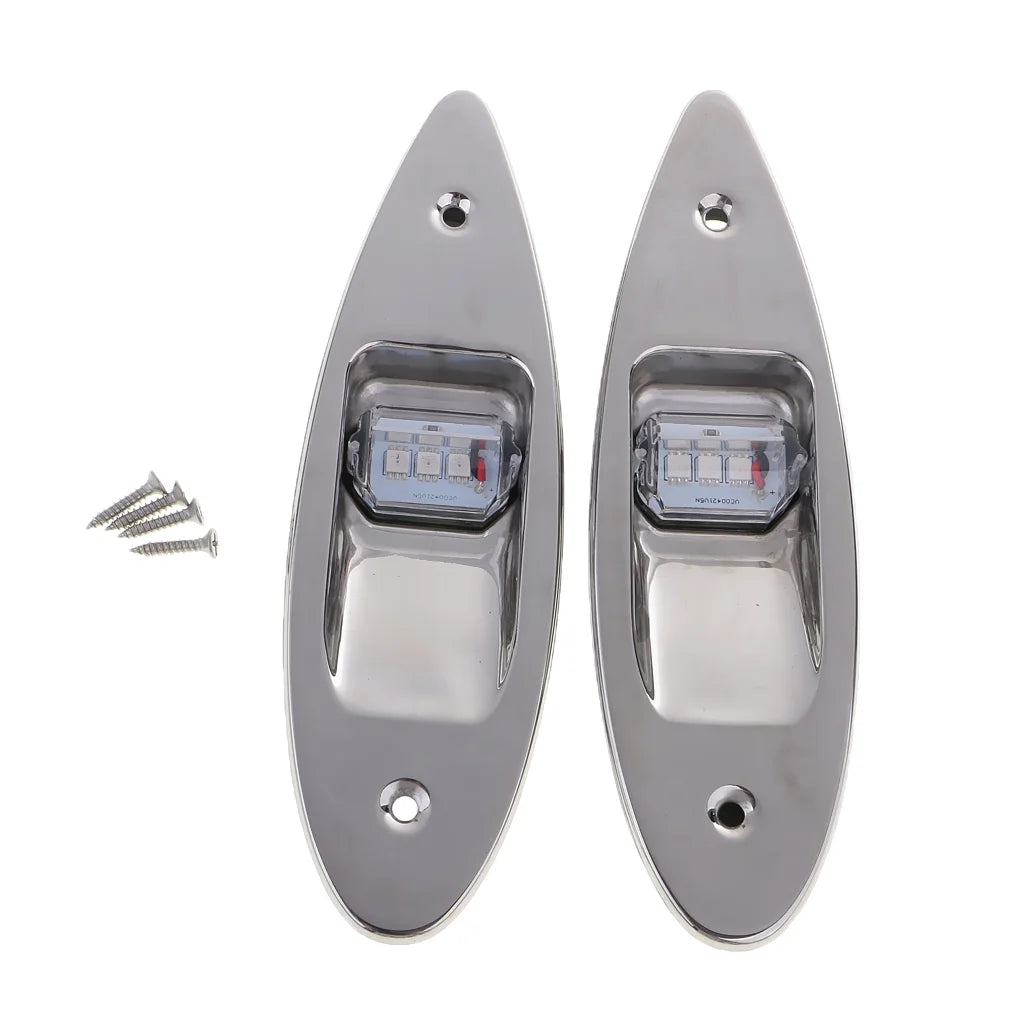 12V Stainless Steel Marine Boat Lights (Green & Red) X367090