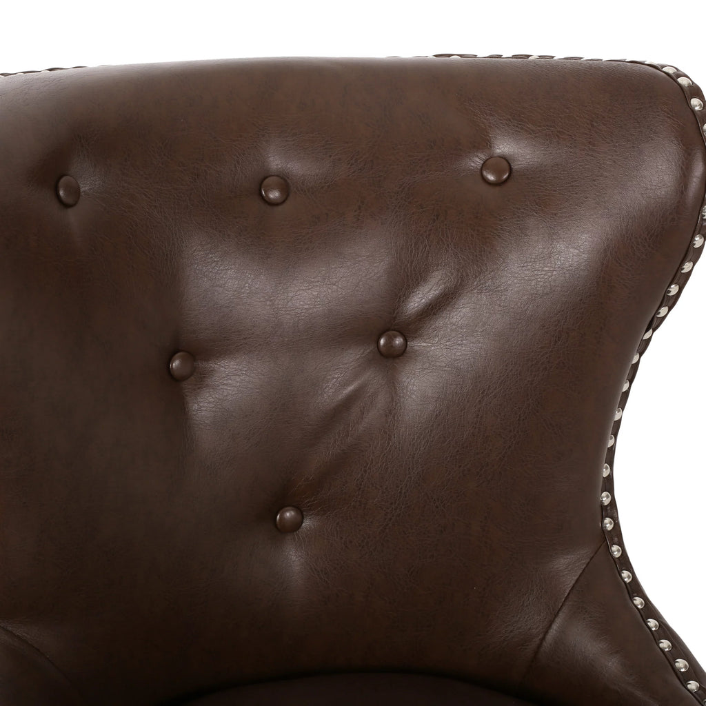 Dark Brown and Chrome Tufted Swivel Office Chair H86329