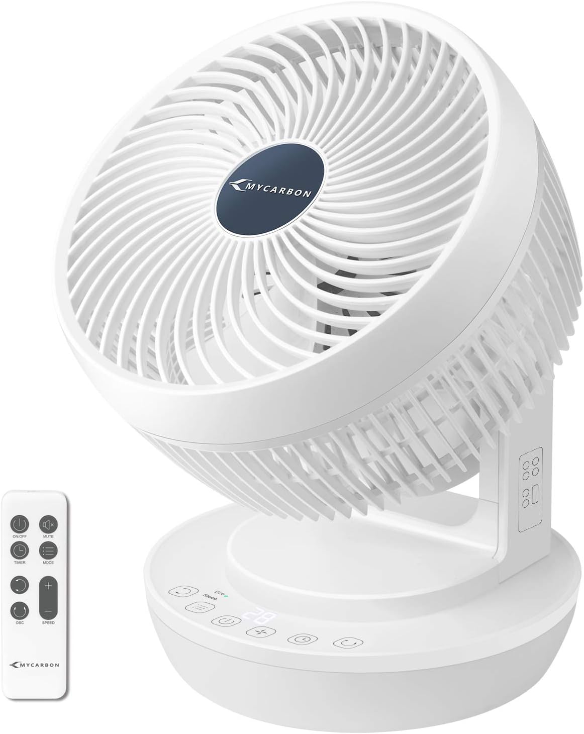 Quiet Air Circulator Fan DC Motor Desk Fan Auto Oscillating Fan With Remote 8 Speeds, 3 Modes, 8H Timer Cooling Table Fan G2479