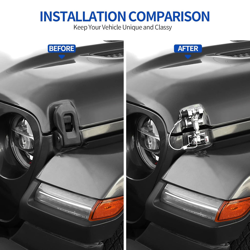 Hood Latches for Jeep Wrangler JL JT, Aluminum Alloy, Chrome, Pack of 2 Z1057