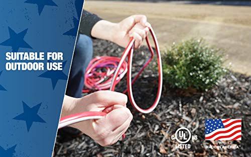 Red White and Blue 100-Feet 12/3 Extension Cord with Lighted End R44653