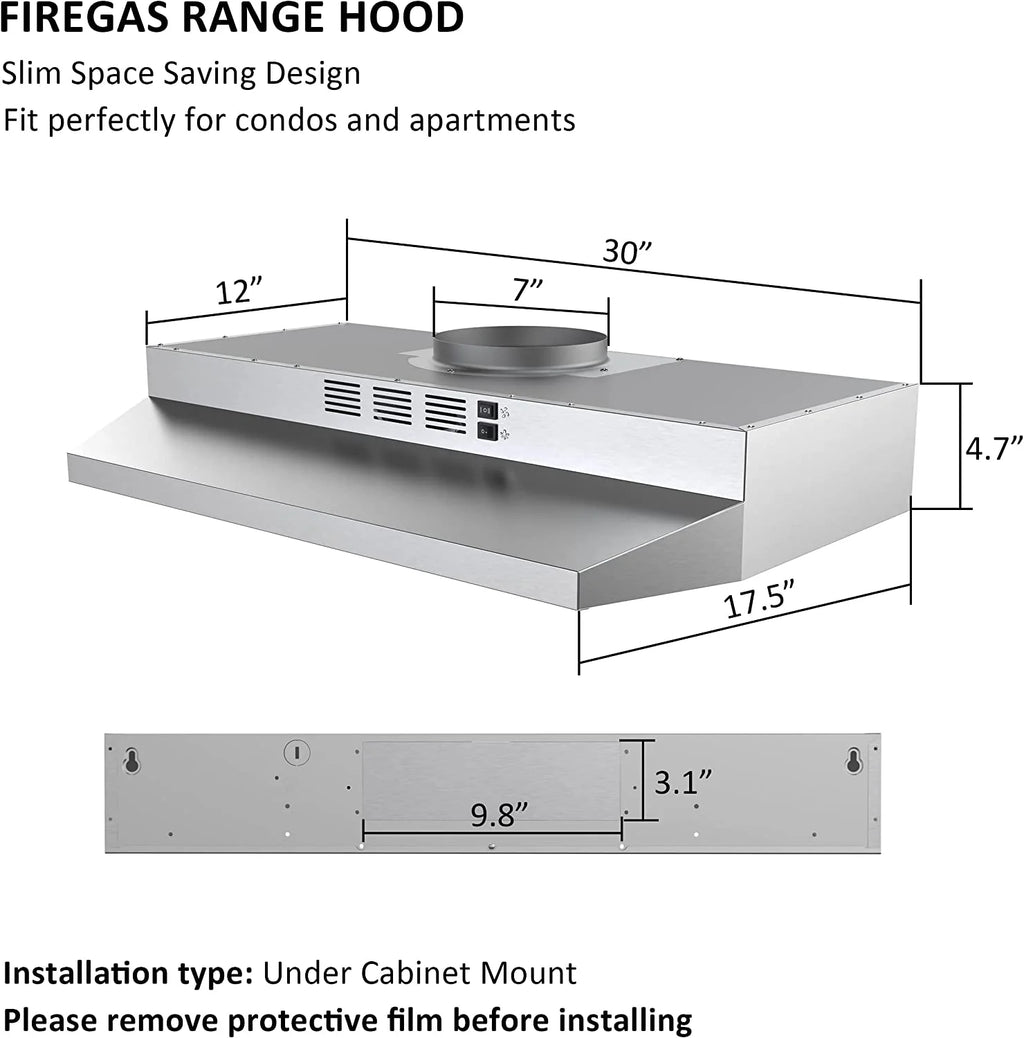 30 inch Under Cabinet Stainless Steel Range Hood U48357