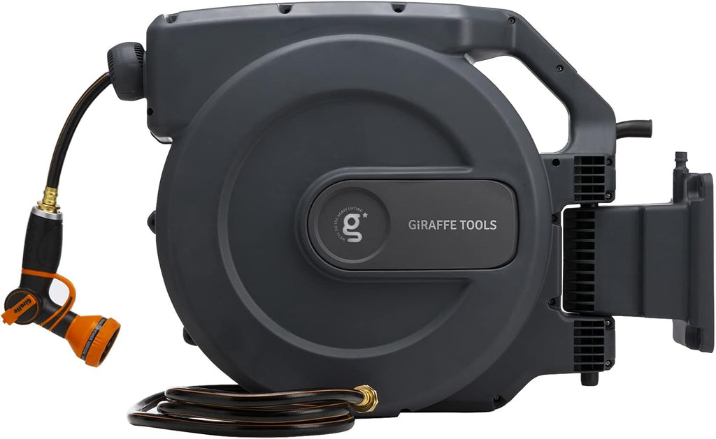 Retractable Wall Mounted Garden Hose Reel, 5/8" x 115+5 ft, Automatic Rewind B727747