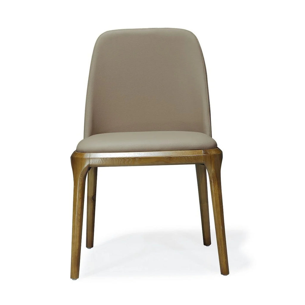 Tan and Walnut Faux Leather Dining Chair I65255
