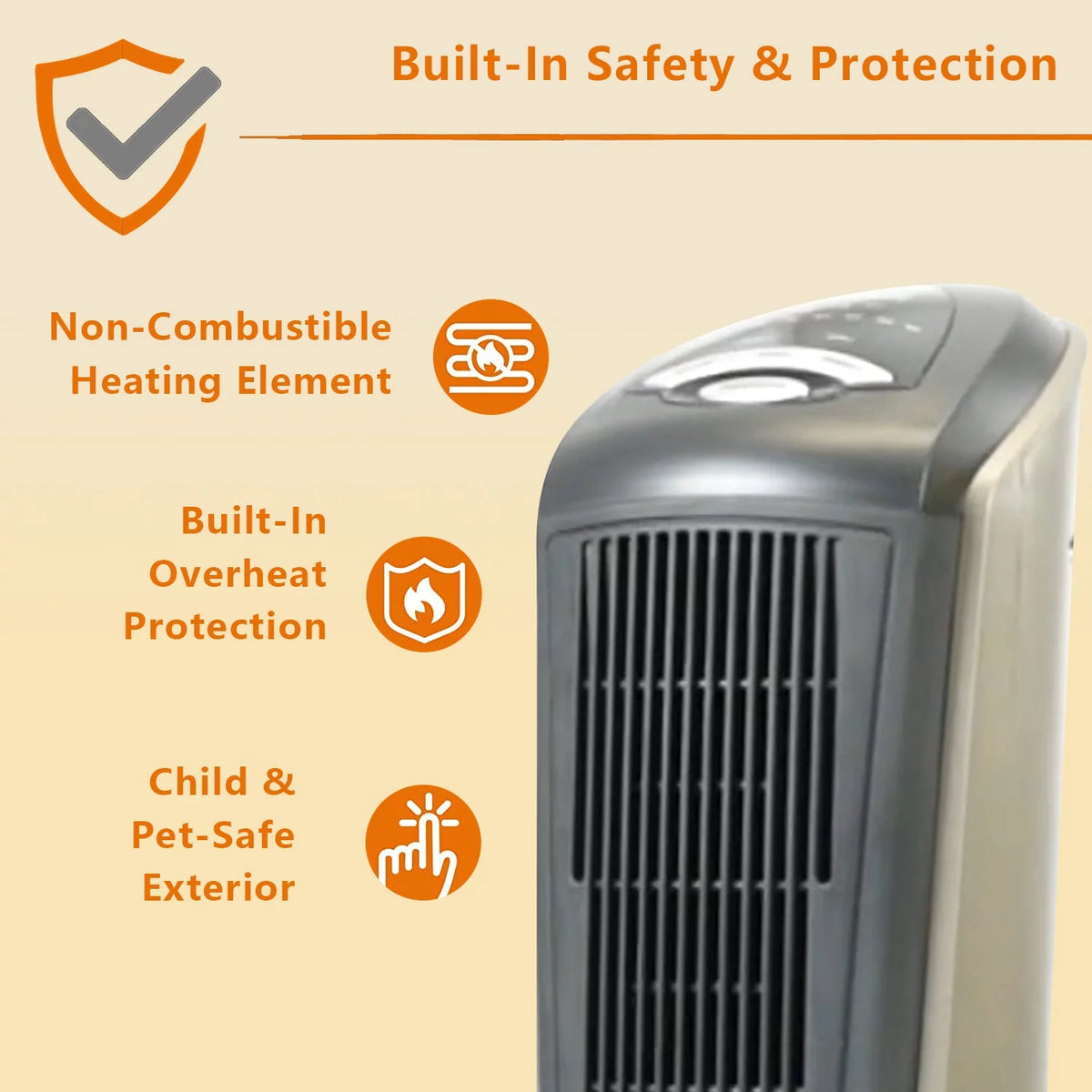 Oscillating Tower Space Heater with Adjustable Thermostat Timer & Remote Control, 22.5 Inches 1500W Grey/Black G934217
