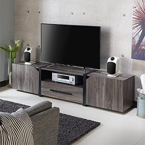 Rustic Wood 81.5-Inch TV Stand in Distressed Gray J6721