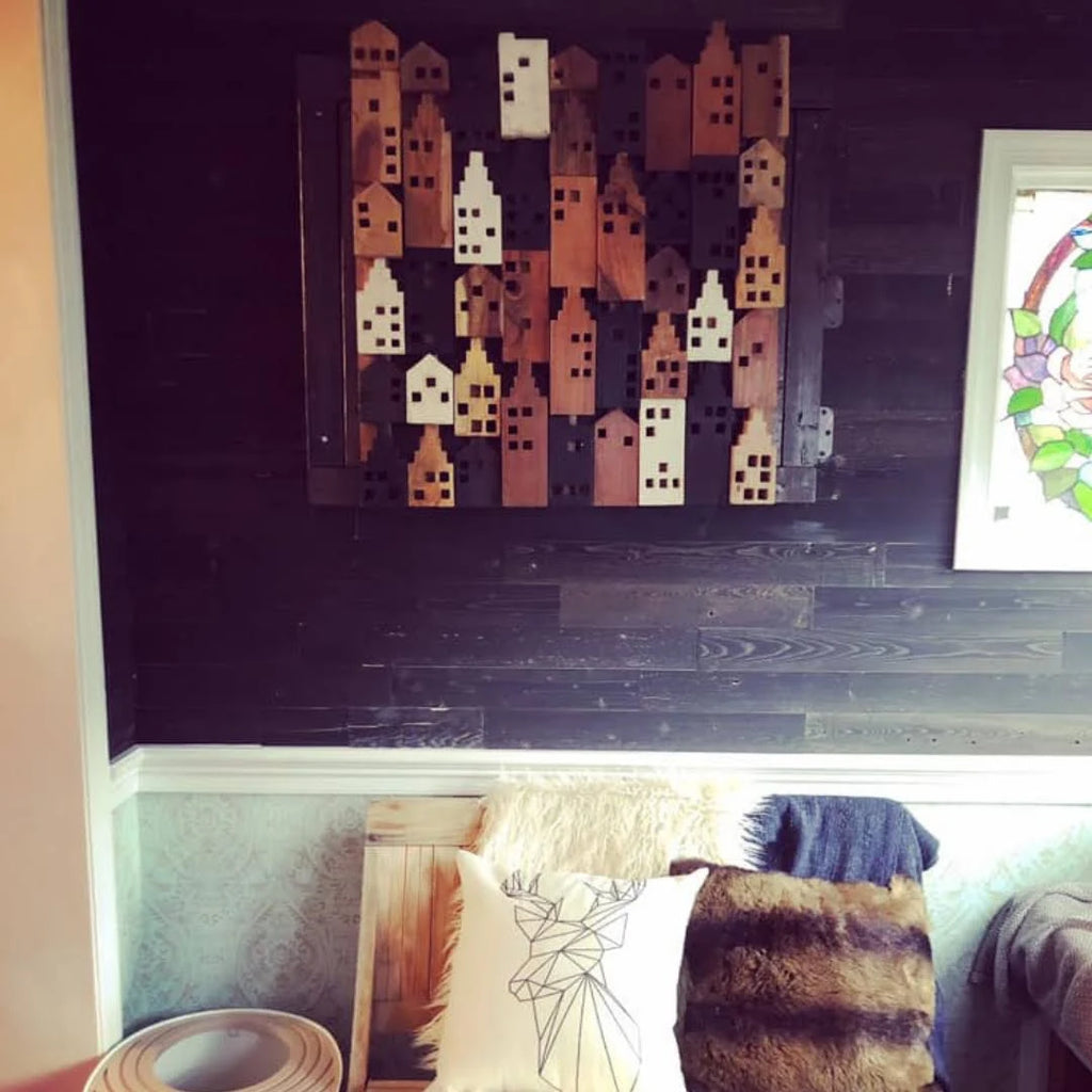 Peel and Stick Reclaimed Black Ice Wood Planks D161722