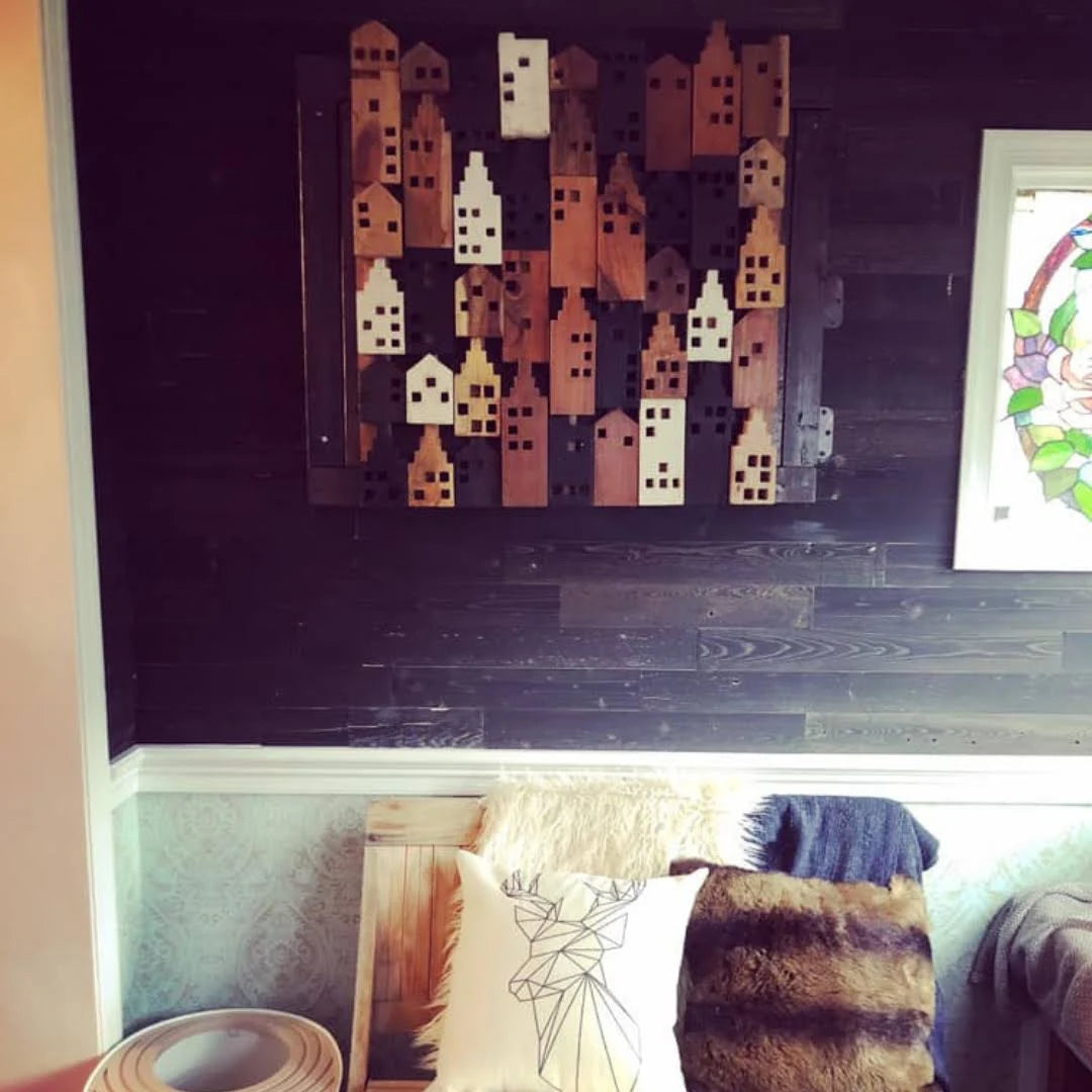 Peel and Stick Reclaimed Black Ice Wood Planks D161722