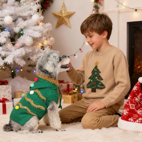 Dog Christmas Sweater with 3D Reindeer Pattern Knitted Pet Clothes J9048