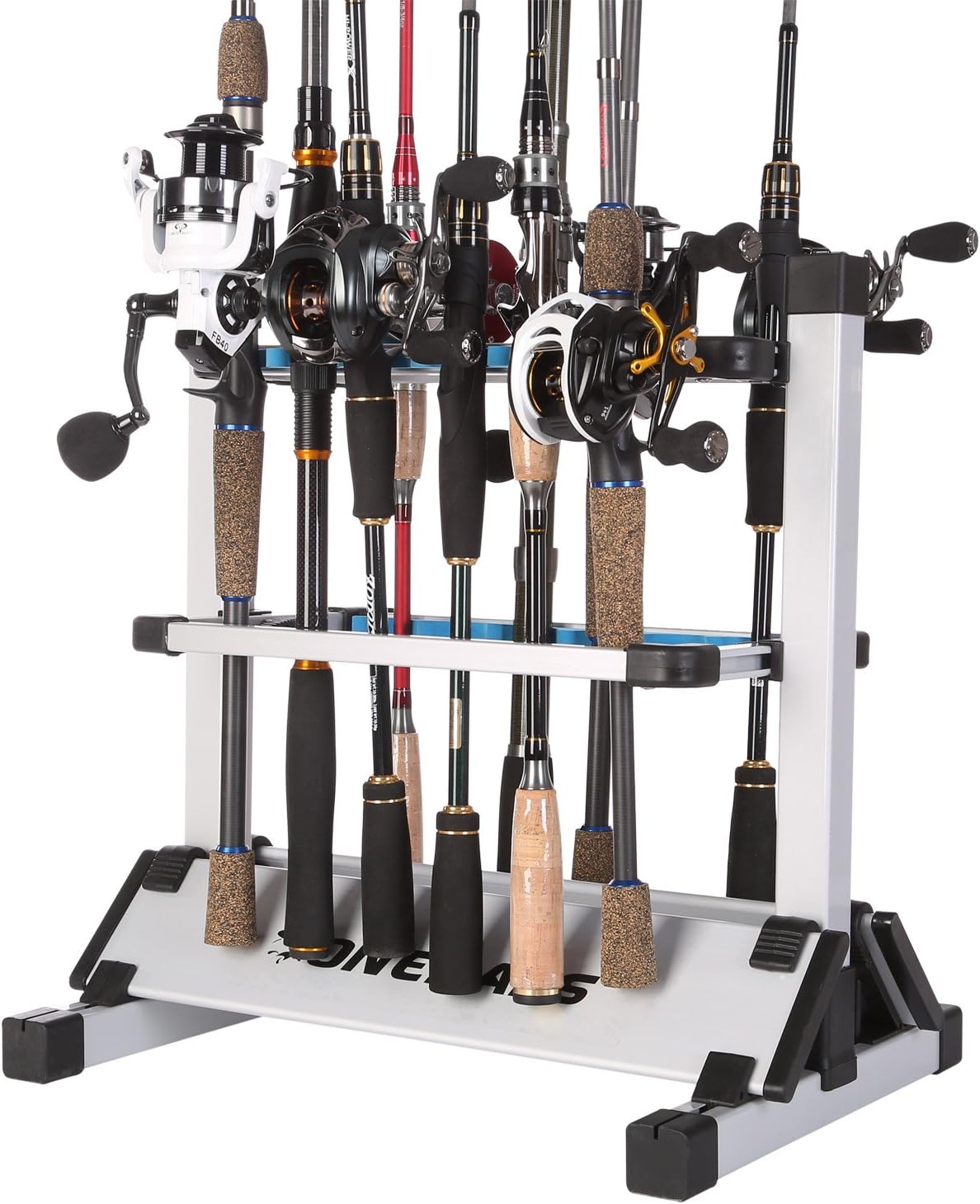 24 Rods Pack of 2 Aluminum Alloy Fishing Rod Rack E346489