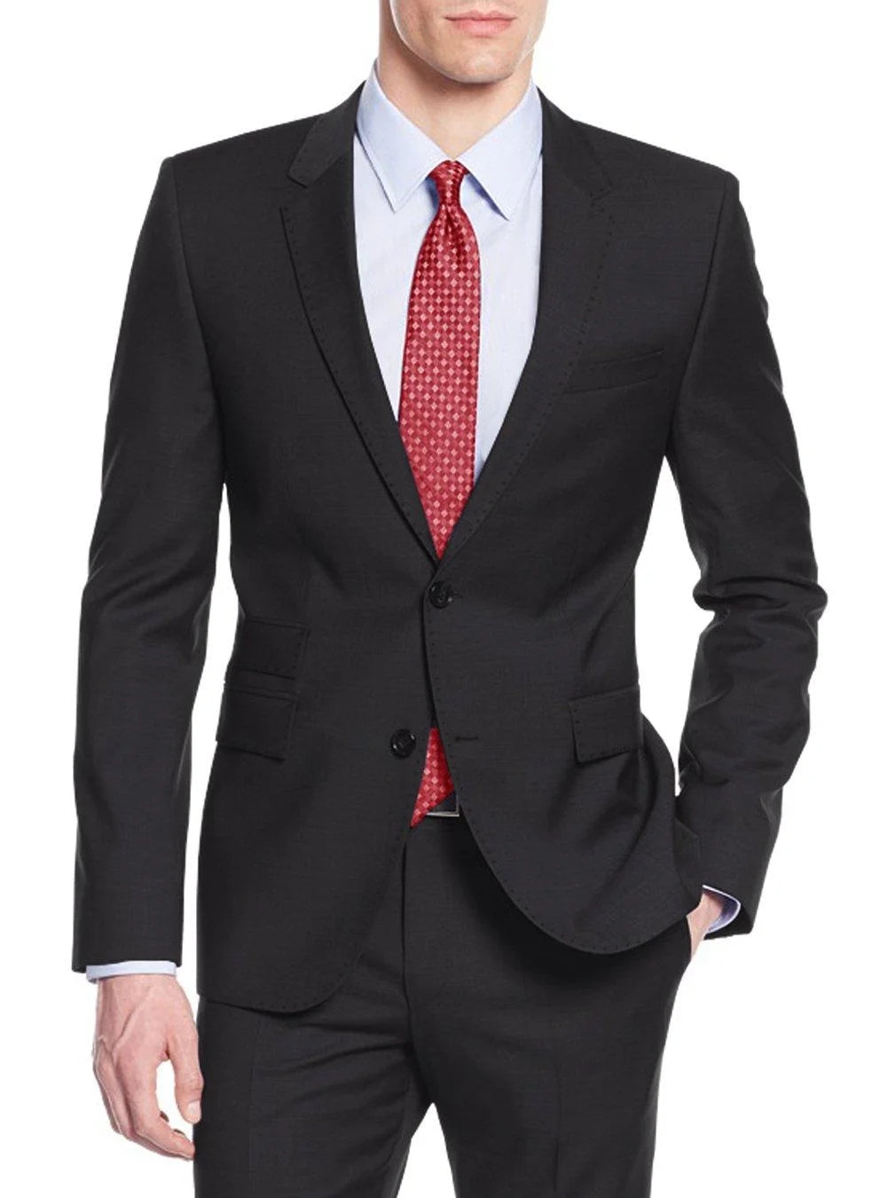 Black Two Button Men's Suit Jacket T232936