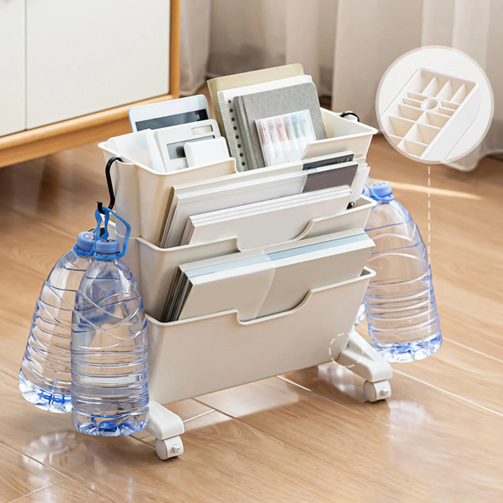3 Tier Rolling Bookshelf with Caster Wheels B9394