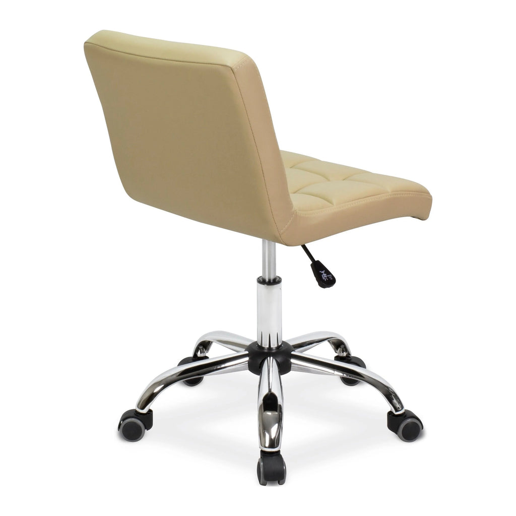 Cream Pearl Button-Tufted Armless Desk Chair J809971