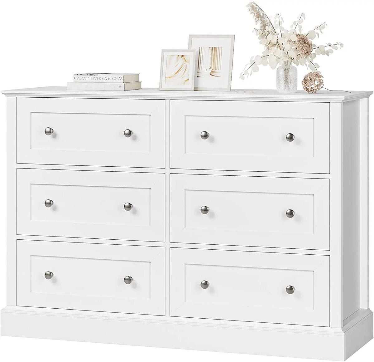 White 6 Drawer Double Dresser J736