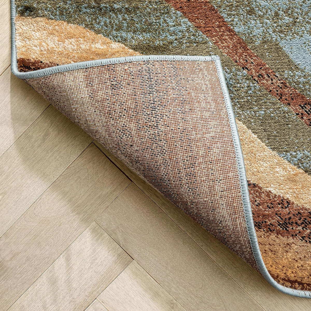 Blue Brown Geometric Area Rug 8x10 R327528