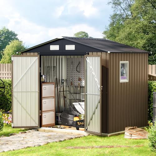 Brown Outdoor Steel Storage Shed O477