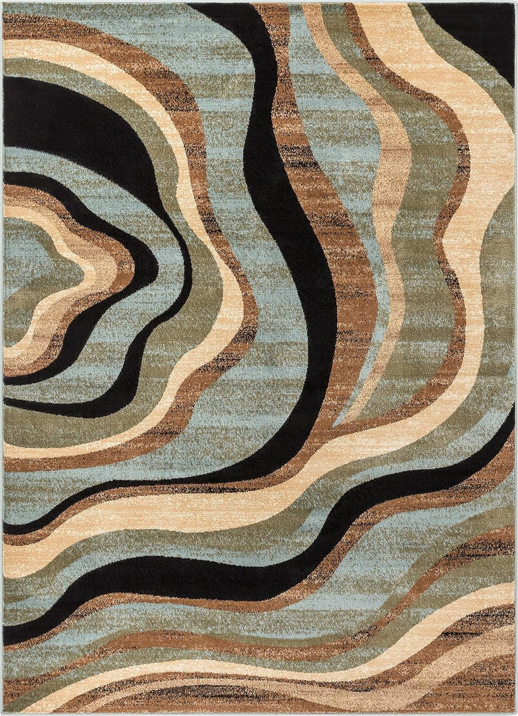 Blue Brown Geometric Area Rug 8x10 R327528