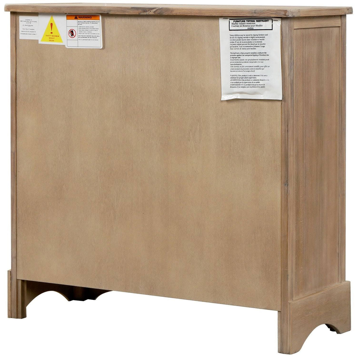 Rustic Storage Cabinet with 2 Drawers and 4 Fabric Basket E5308