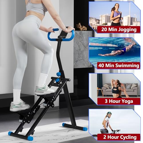 Compact Folding Cardio Climber with Adjustable Handlebar (Blue) N7615