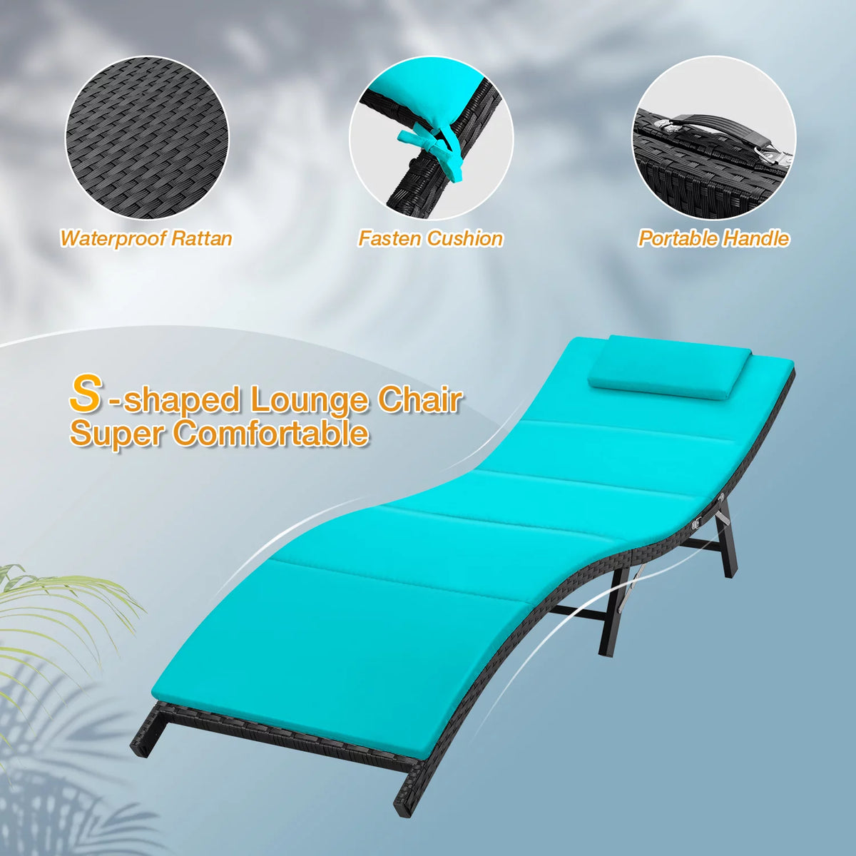 Blue Outdoor Chaise Lounge Chair Set B201875