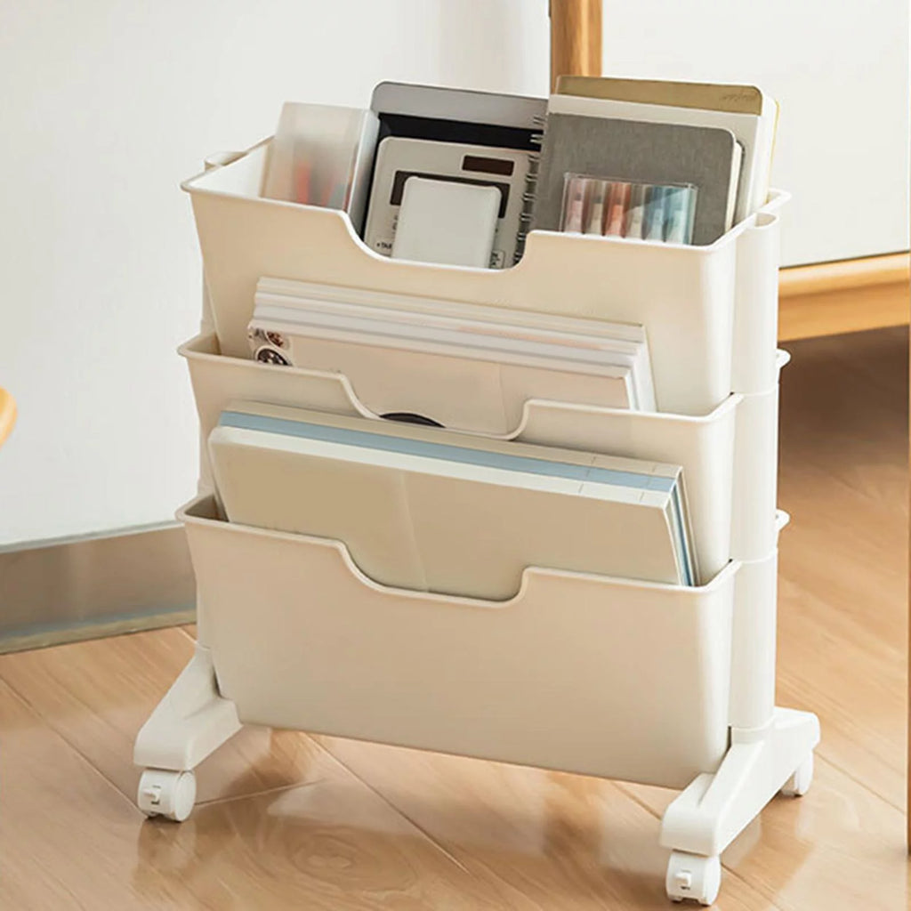 3 Tier Rolling Bookshelf with Caster Wheels B9394