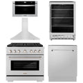 36 Gas Range, Range Hood, Microwave Drawer, Dishwasher and Beverage Fridge E388180
