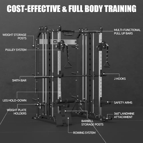 Power Cage with Barbell, LAT-Pull Down & Cable Crossover System P308