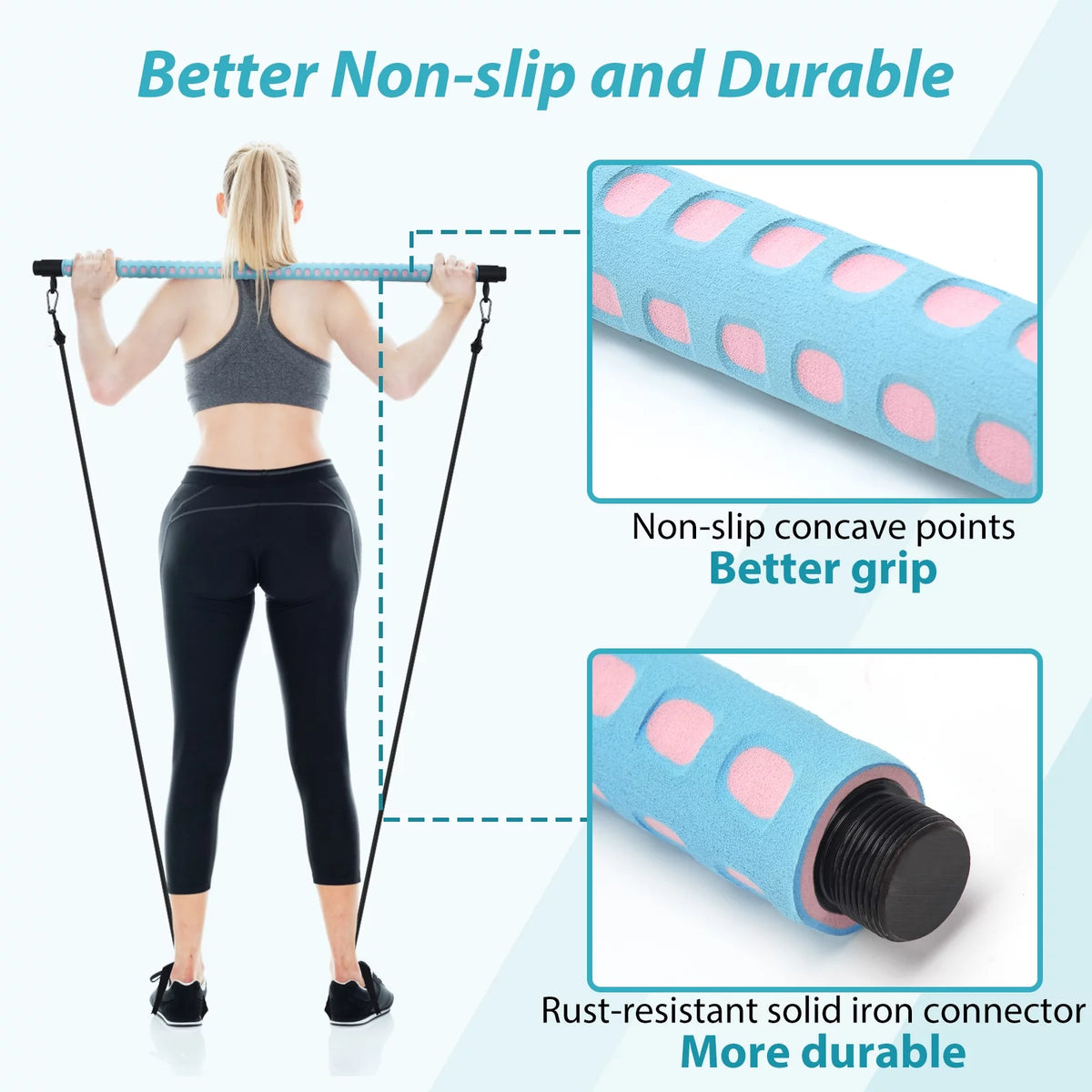 Adjustable Pilates Bar Kit with 4 Resistance Bands D5677