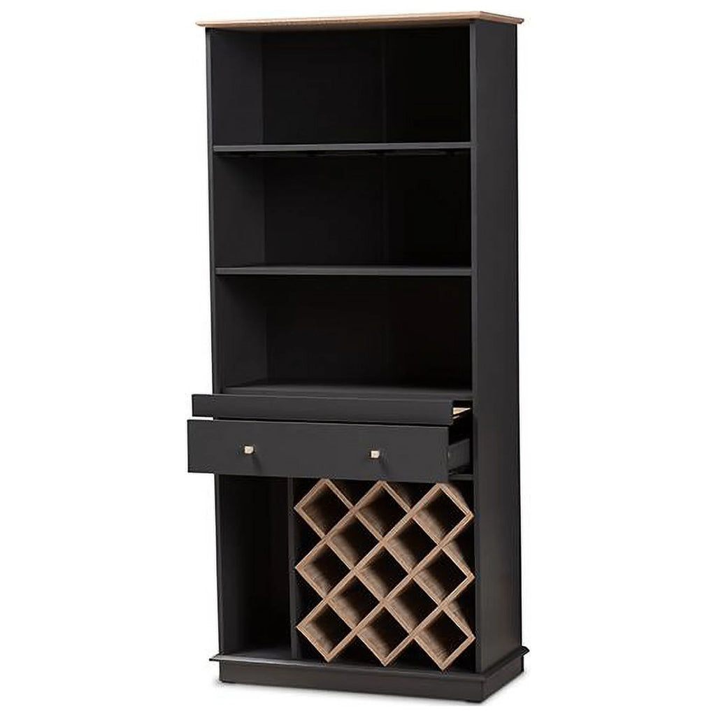 Dark Grey Oak Finished Wood Wine Cabinet K6102