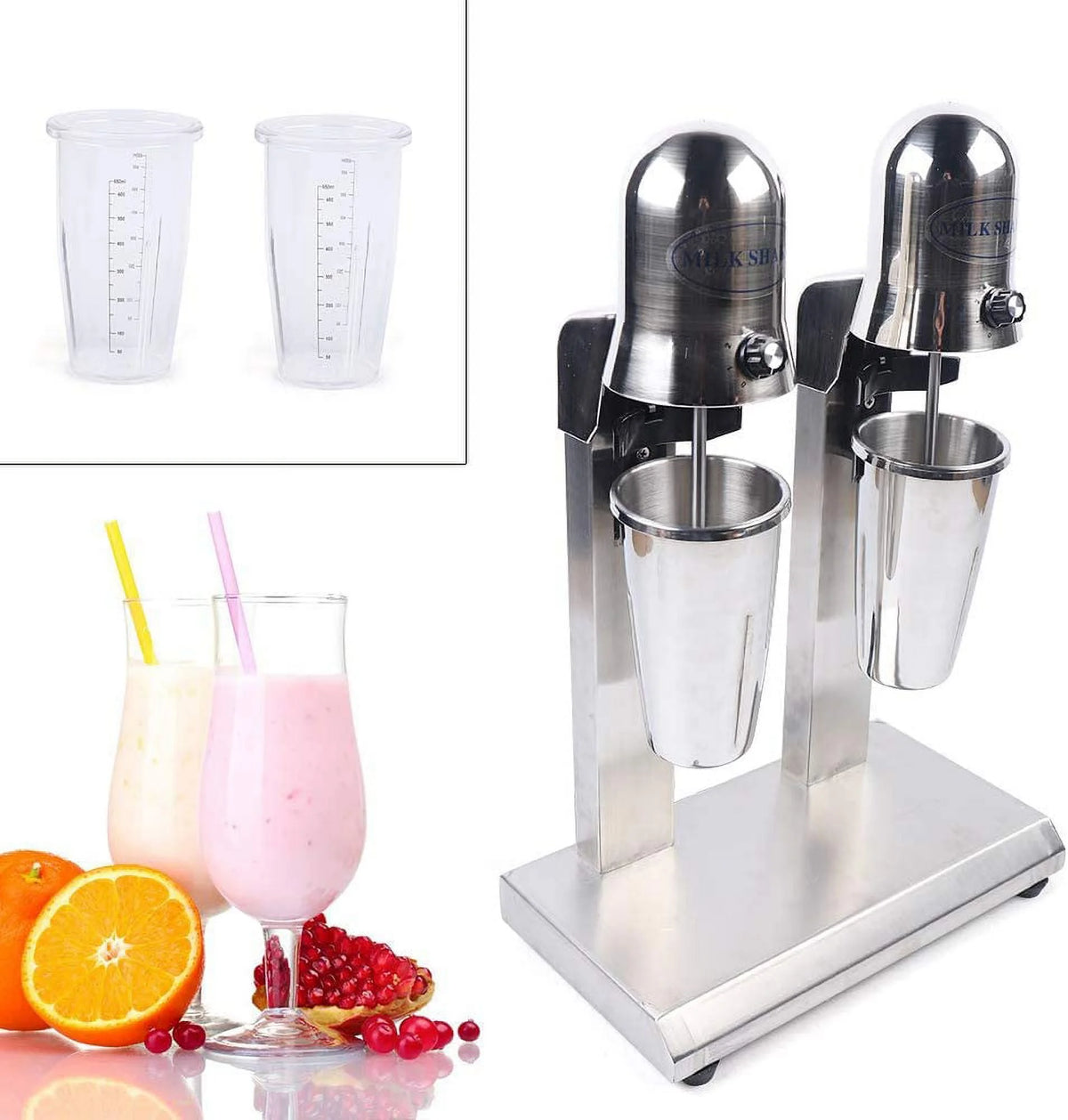 Dual Head Commercial Electric Milk Shaking Machine with 2pcs 650ml Cup Drink Mixer N1901